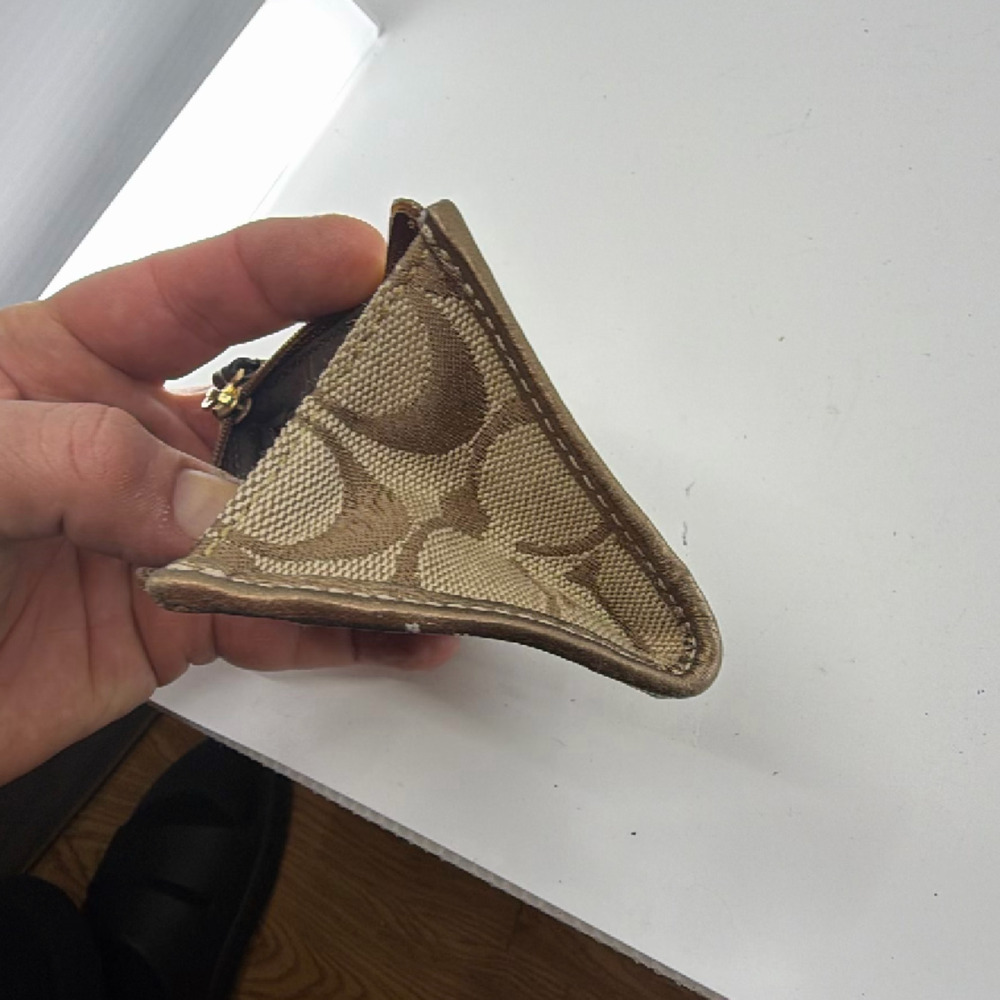 Coach Mini Skinny Brown Signature C Canvas Coin Case - Picture 7 of 8